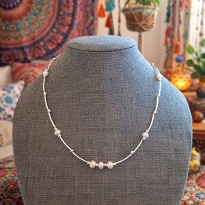 White Freshwater Pearl Necklace Handmade - New Item (17"-20")